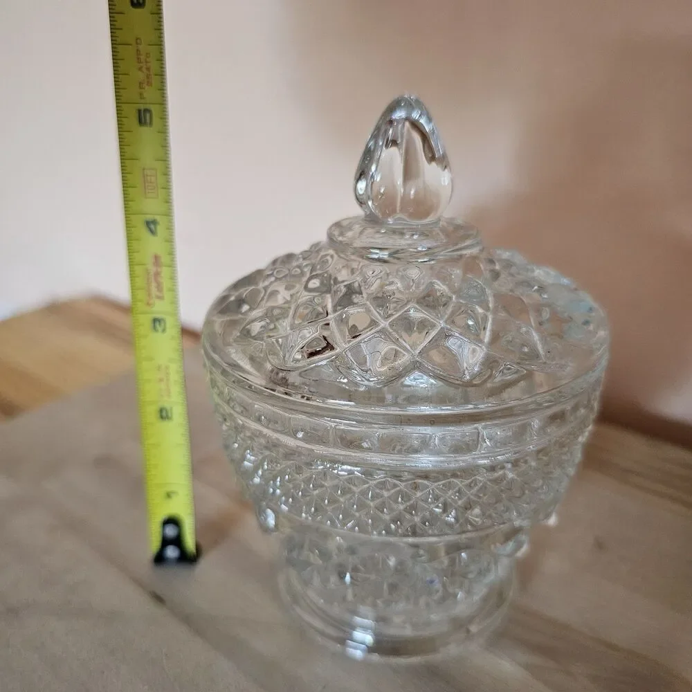 Vintage Anchor Hocking Wexford Sugar Bowl w/ Lid 1960s Pressed Glass